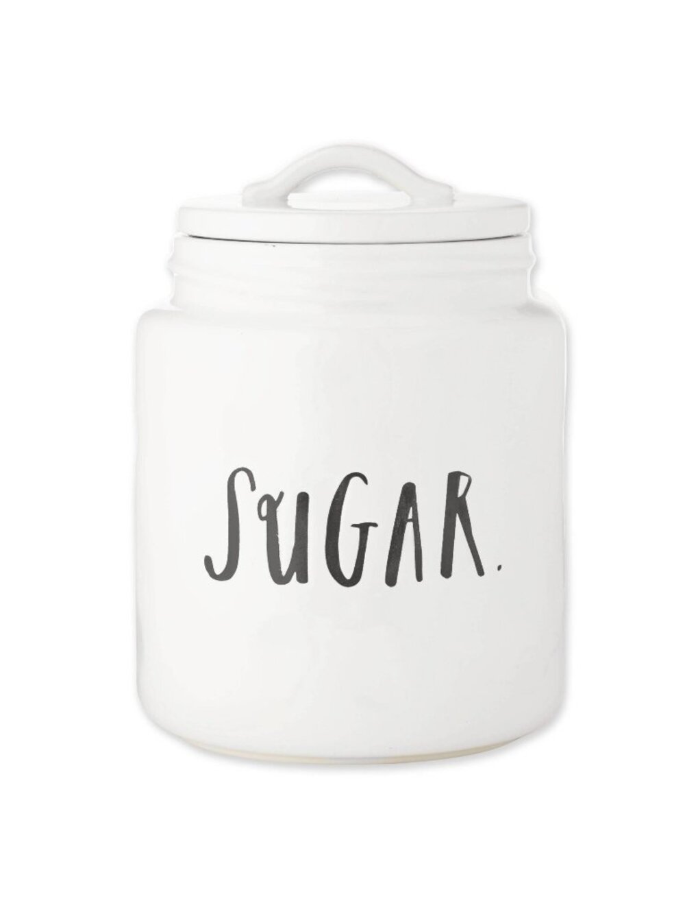 Rae Dunn Ceramic Sugar Canister With Lid - White & Black - Farmhouse Kitchen Sto